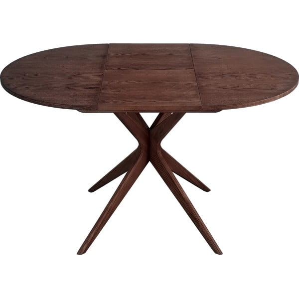 Okrogla raztegljiva jedilna miza z dodatno ploščo v orehovem dekorju ø 90 cm Jubi – Ragaba-image-1