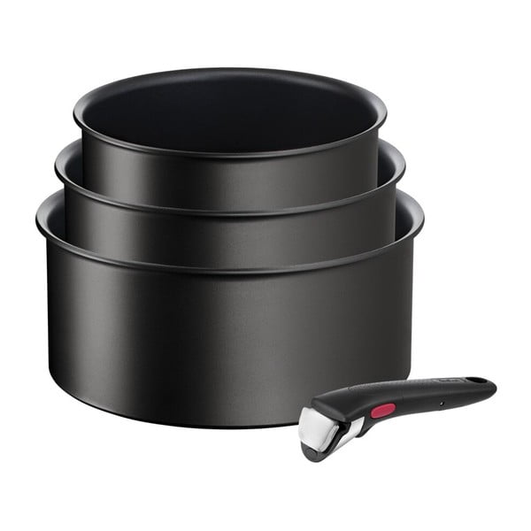 Aluminijasti lonci 3 ks z neprijemljivo površino/s snemljivim ročajem za indukcijsko ploščo INGENO Eco Resist L3979202 – Tefal