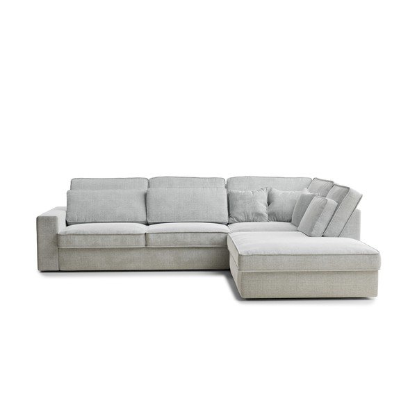 Svetlo siva kotna sedežna garnitura iz šenilje (desni kot/v obliki črke L) Kirou – Maison de Rêve