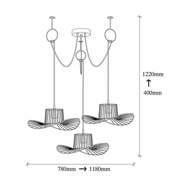 Črna viseča svetilka s kovinskim senčilom ø 78 cm Tel – Opviq lights-image-3