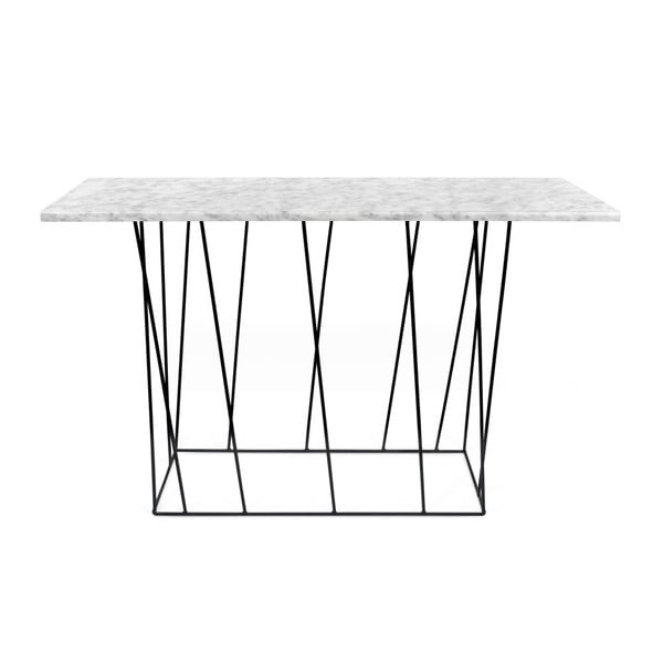 Konzolna mizica iz belega marmorja s črnimi nogami TemaHome Helix, 40 x 120 cm