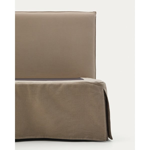 Sivorjava oblazinjena zakonska postelja 180x200 cm Jaira – Kave Home-image-4