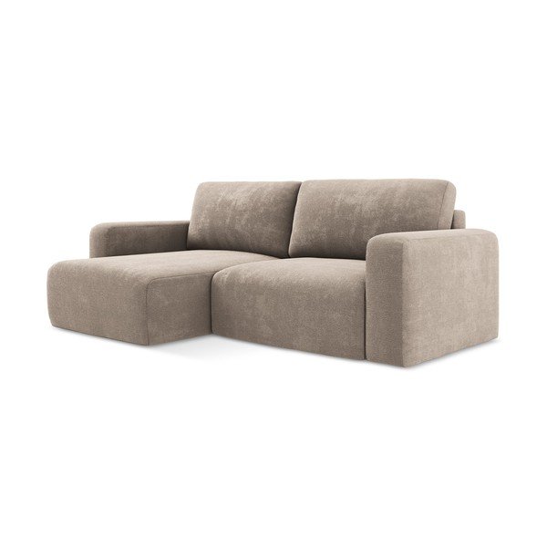 Bež raztegljiva/s prostorom za shranjevanje kotna sedežna garnitura iz šenilje (levi kot/z ležalnikom) Kona – Makamii-image-2