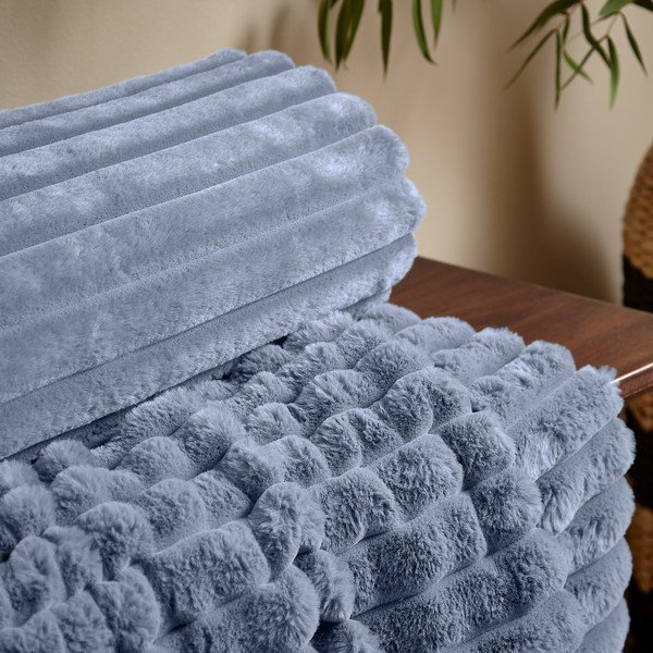 Modra odeja iz mikropliša 130x170 cm Cosy Ribbed – Catherine Lansfield-image-2