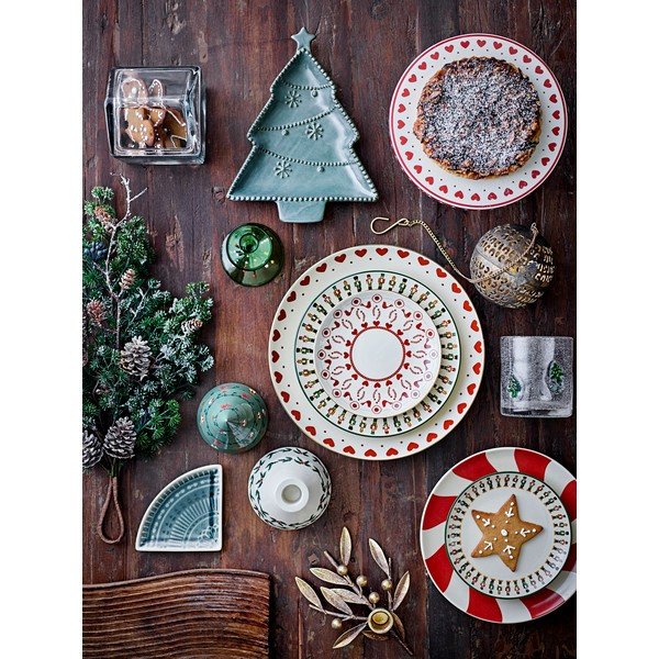 Rdeč krožnik z božičnim motivom iz kamenine ø 23 cm Yule – Bloomingville-image-3