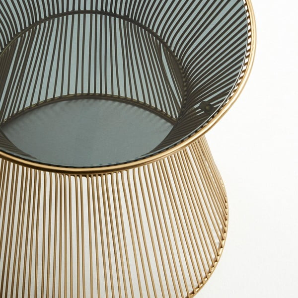 Okrogla stranska mizica s stekleno mizno ploščo ø 40 cm Jolene – Kave Home-image-2