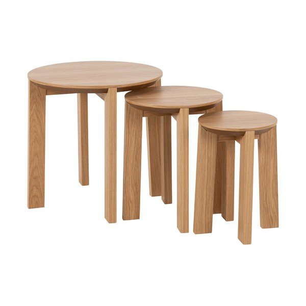 Okrogle mizice v hrastovem dekorju v kompletu 3 kos ø 50 cm Maxime - Actona-image-2
