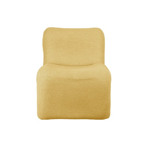 Oker rumen fotelj iz tkanine bouclé Fuerza – Leitmotiv-image-2