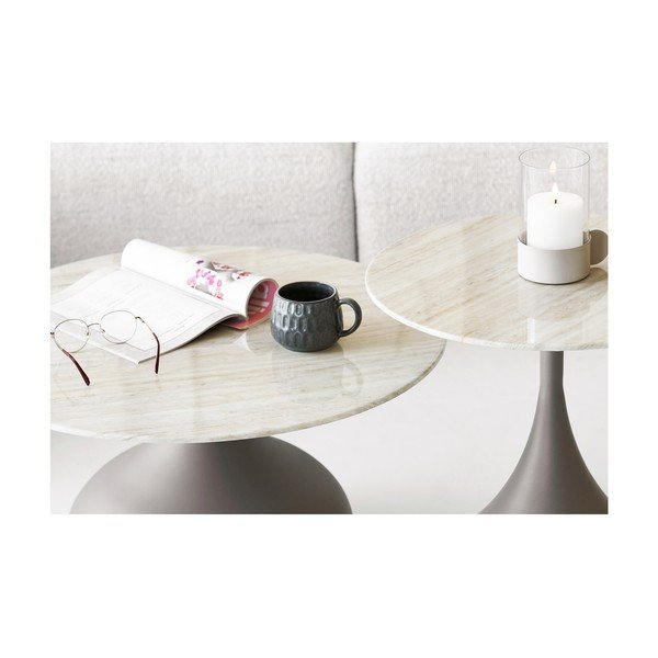 Kaki zelena okrogla klubska mizica s stekleno mizno ploščo ø 70 cm Pienza – House Nordic-image-3
