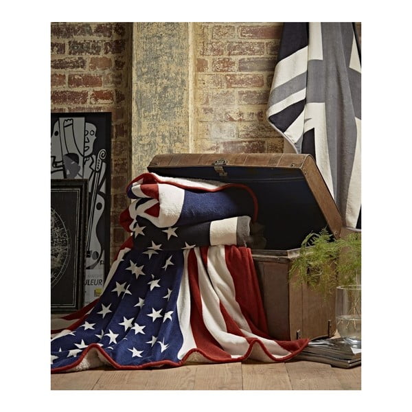 Prevleka za posteljo z motivom ameriške zastave Catherine Lansfield, 130 x 170 cm