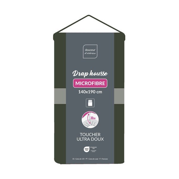 Kaki zelena napenjalna rjuha iz mikrovlaken 140x190 cm Oscar – douceur d'intérieur-image-1