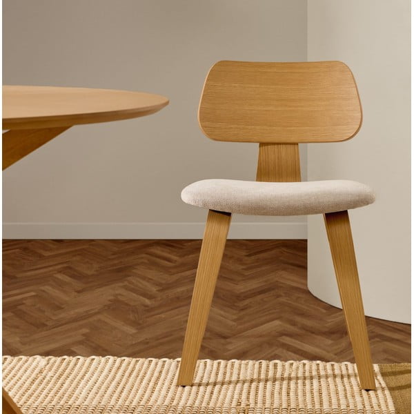 Bež jedilni stol v hrastovem dekorju Gena – Kave Home-image-1