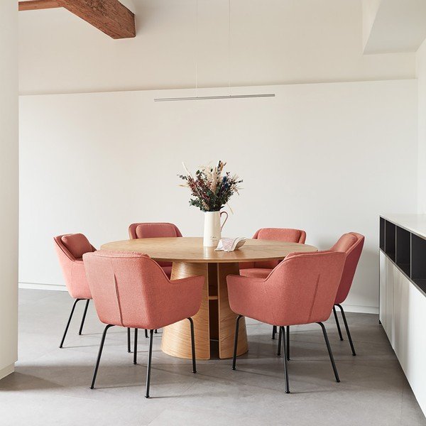 Okrogla jedilna miza v jesenovem dekorju ø 157 cm Cep – Teulat-image-1