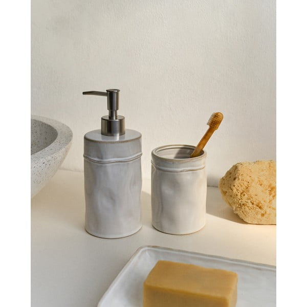 Kremno bel keramičen dozirnik za milo 650 ml Savel – Kave Home-image-1