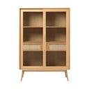 Vitrina v hrastovem dekorju z drsnimi vrati v naravni barvi 110x160 cm Barrali – Unique Furniture