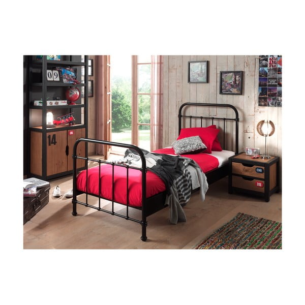 Črna kovinska otroška postelja Vipack New York, 90 x 200 cm-image-2