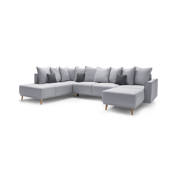 Siva raztegljiva sedežna garnitura v obliki črke U Bobochic Paris Panoramique XXL Mola, desni kot-image-3