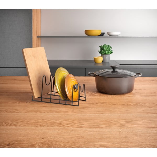 Črno stojalo za pokrovke Metaltex Lido Lava-image-1