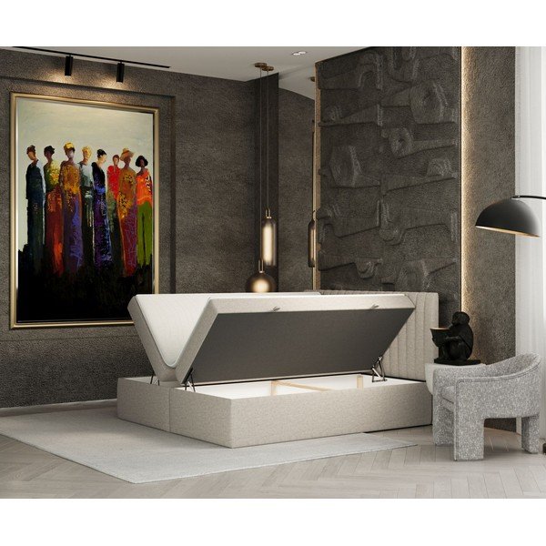 Bež boxspring postelja s prostorom za shranjevanje 160x200 cm Spencer – Maison de Rêve-image-2