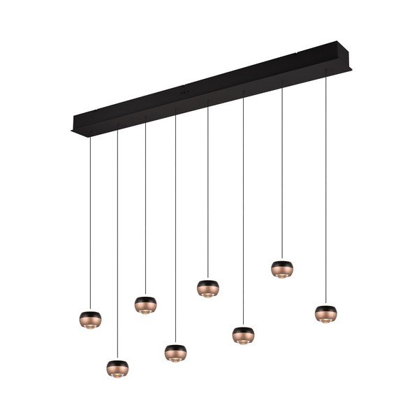 Črna/bakrena LED viseča svetilka s kovinskim senčnikom Orbit – Trio Select-image-3