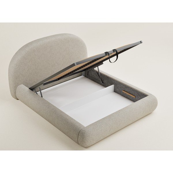 Bež oblazinjena zakonska postelja s prostorom za shranjevanje z letvenim dnom 160x200 cm Maumere – Maison de Rêve-image-3