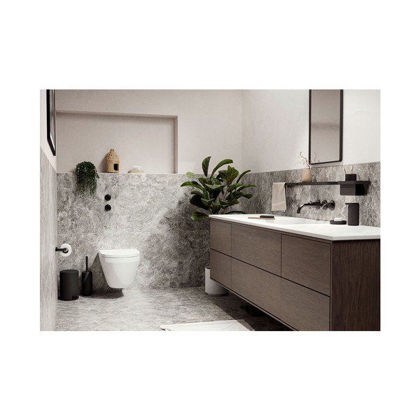 Črna globoka kopalniška polica Zone Rim, 22 x 11,4 cm-image-1