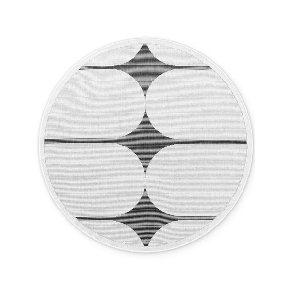 Črno-bela okrogla notranja in zunanja preproga ø 160 cm Duet Bowen – NORTHRUGS