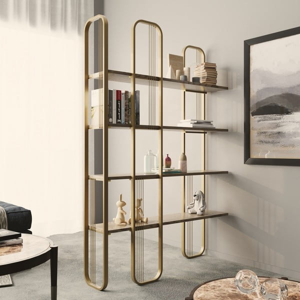 Regal v borovem dekorju v zlati barvi 125x180 cm Sierra – Kalune Design-image-1