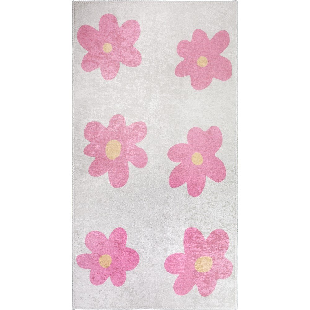 Rožnata/slonokoščena pralna otroška preproga 120x180 cm Cute Flowers Pink