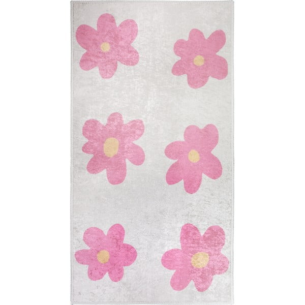 Rožnata/slonokoščena pralna otroška preproga 60x100 cm Cute Flowers Pink – Vitaus