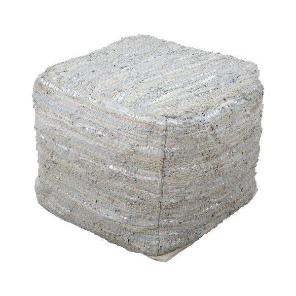 Usnjeni puf z bombažnimi detajli Mauro Ferretti Delhi Quadrato-image-1