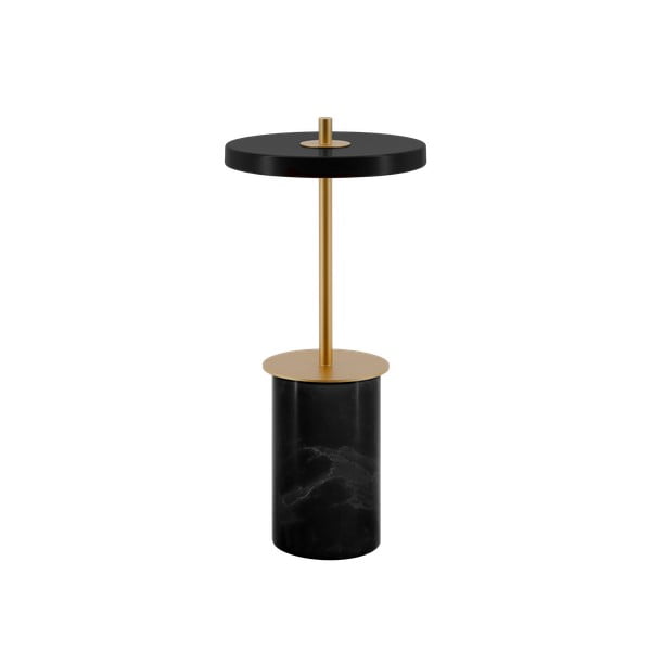Črna marmorna LED zatemnitvena namizna svetilka s kovinskim senčnikom (višina 25,5 cm) Asteria Move Mini – UMAGE