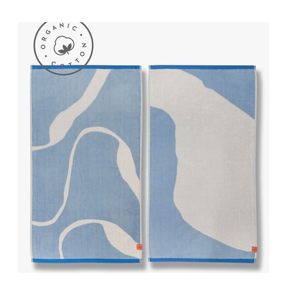 Bele/modre brisače iz organskega bombaža v kompletu 2 ks 50x90 cm Nova Arte – Mette Ditmer Denmark