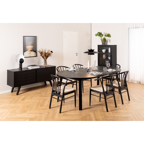 Črna nizka komoda v hrastovem dekorju z drsnimi vrati 160x72 cm A-Line – Actona-image-1