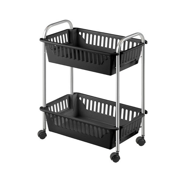 Črn regal na koleščkih 41x52x26 cm Oslo – Metaltex