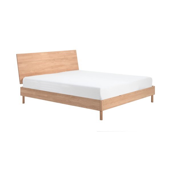 Zakonska postelja iz masivnega hrasta brez letvenega dna 180x200 cm v naravni barvi Forrest – Vipack