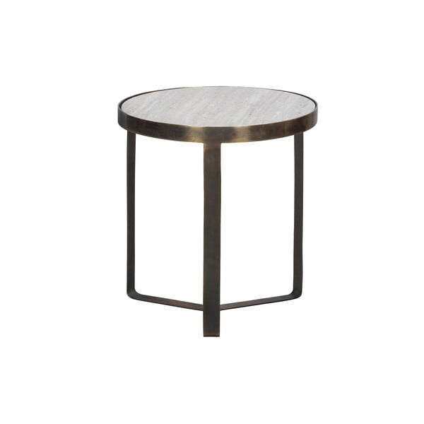 Okrogla stranska mizica z mizno ploščo v marmornem dekorju 38x38 cm Winne – BePureHome