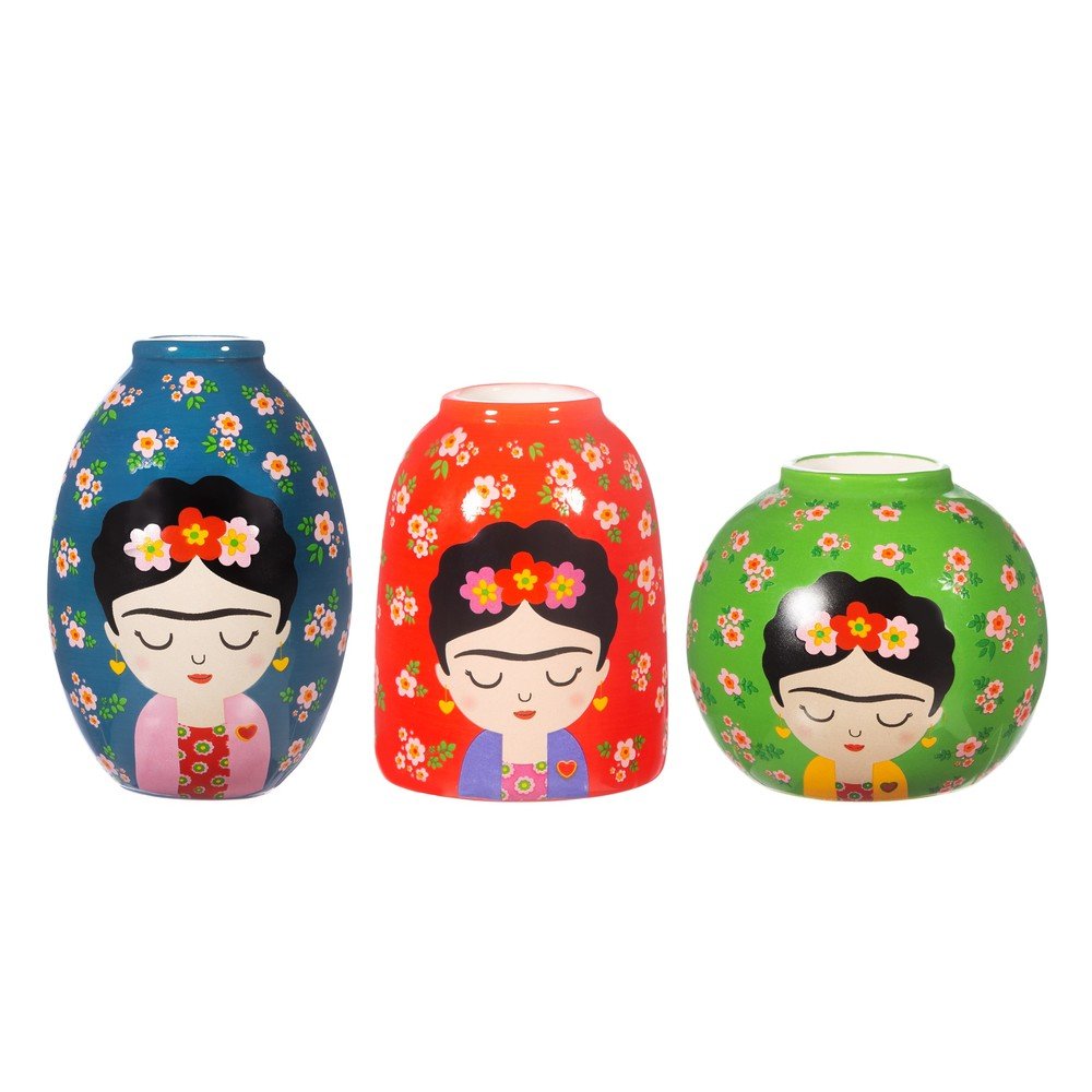 Keramične vaze v kompletu 3 ks (višina 8 cm) Floral Frida