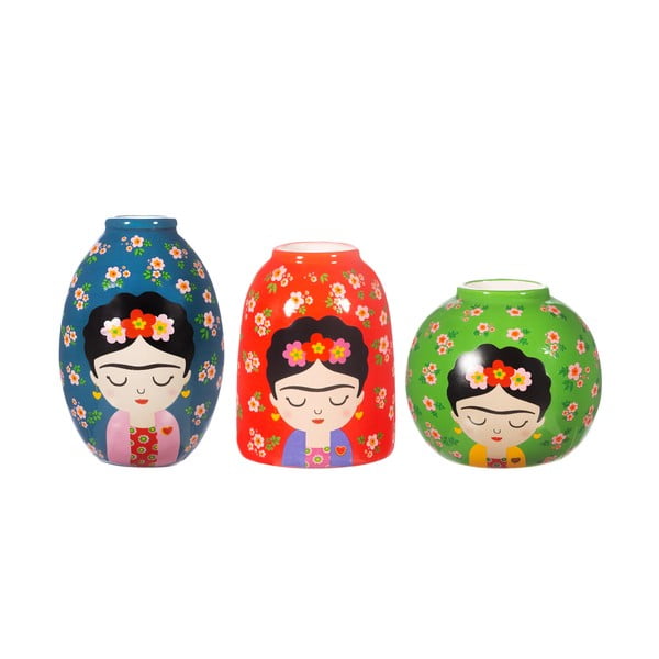 Keramične vaze v kompletu 3 ks (višina 8 cm) Floral Frida – Sass & Belle