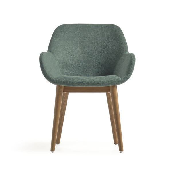 Zelen oblazinjen jedilni stol z nasloni za roke Konna – Kave Home-image-2