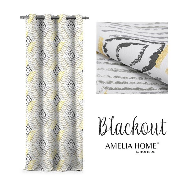 Zavesa AmeliaHome Geometric Grey, 140 x 245 cm-image-2