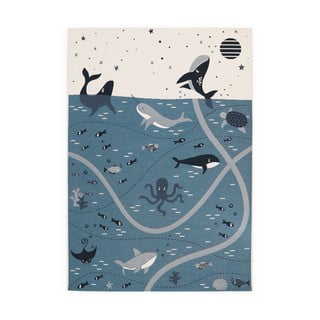 Modro-kremno bela otroška igralna preproga 123x180 cm Little Deep Blue – Nattiot
