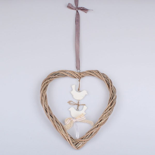 Viseča dekoracija srce s pticami Dakls, višina 29 cm