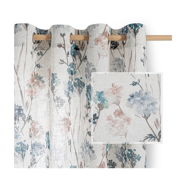 Svetlo modra/kremno bela zavesa 135x250 cm Flosi – Restilo