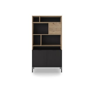 Črn/naraven regal v hrastovem dekorju 90x170 cm Marion – Marckeric