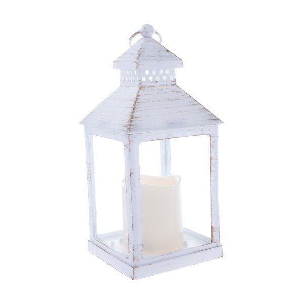 Bela LED lanterna na baterije (višina 20 cm) – Dakls-image-1