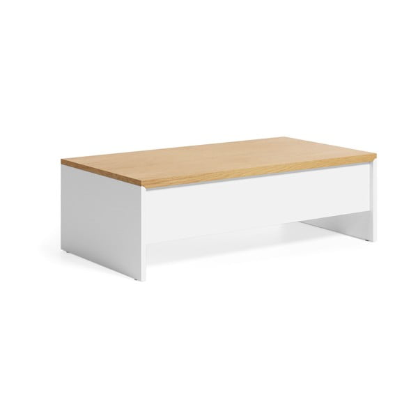 Bela/naravna mizica v hrastovem dekorju 60x110 cm Abilen – Kave Home-image-2