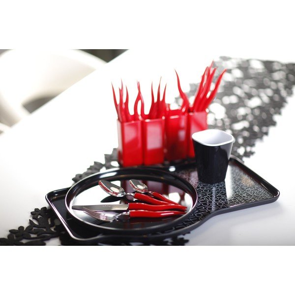 Komplet 24 rdečih jedilnih pripomočkov s stojalom Vialli Design Ama-image-2