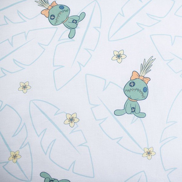 Svetlo modra bombažna otroška posteljnina za otroško posteljico 100x135 cm Lilo & Stitch "Tropical Hugs" – Jerry Fabrics-image-4