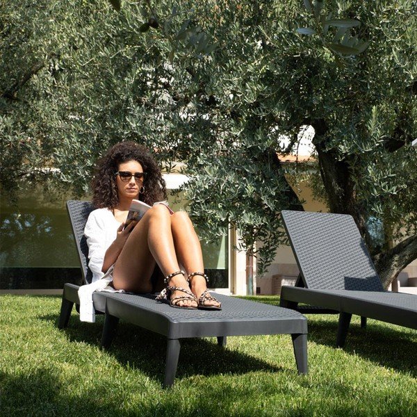 Črn vrtni ležalnik iz umetnega ratana Numana – Toomax-image-1